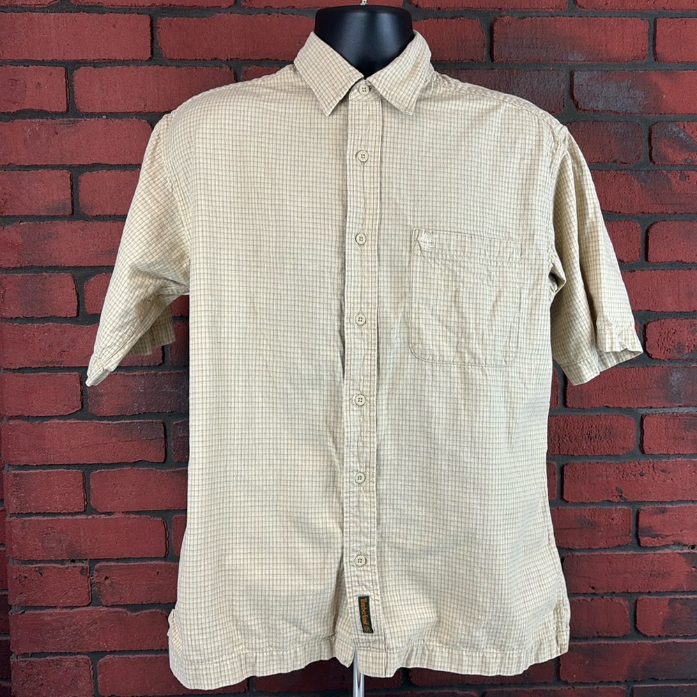 Timberland Shirt Mens Medium Short Sleeve Checkered Button Up‎